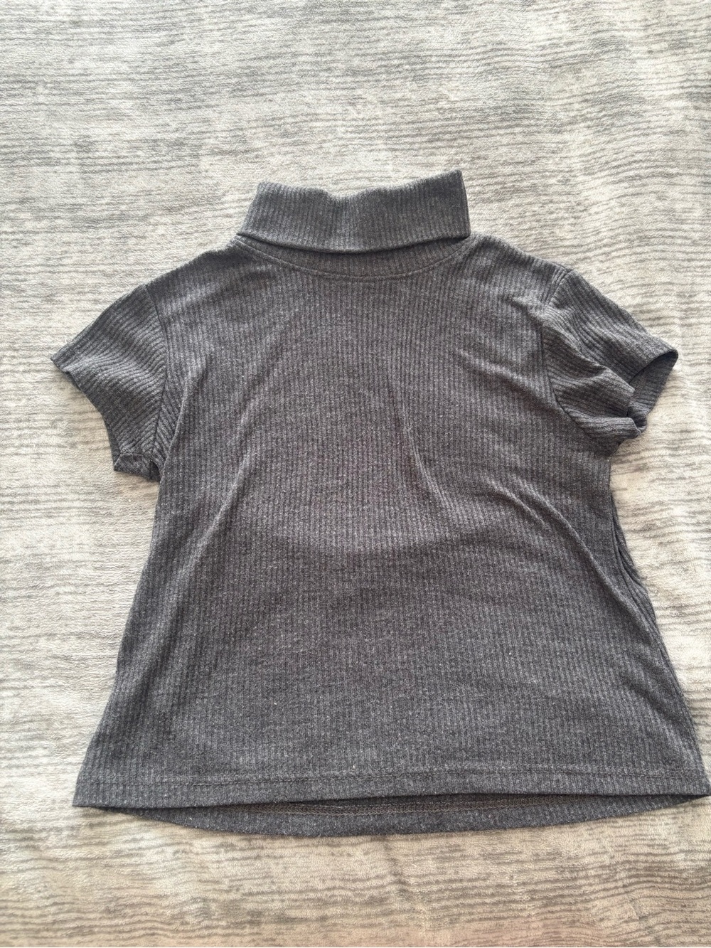Brandy Melville Gray Ribbed Short Sleeve Turtleneck Tee